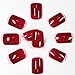 False Nails Bling Art French Fake Matte Gel Glitter Polished Squoval 24 Acrylic Medium Tips Glue (Red)