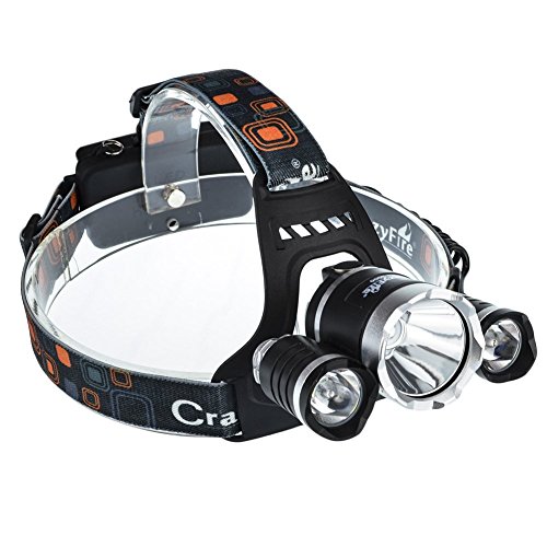 CrazyFire LED Headlamp,3 Cree XM-L T6 5000lm Super Bright LED Headlamp,Waterproof Hunting LED Flashlight Torch 4 Modes Hands-free Flashlight for Hiking Camping Night Fishing Running Camping Riding