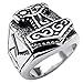 KONOV Massiness Vintage Stainless Steel Band Myth Thor's Hammer Ring, Black Silver