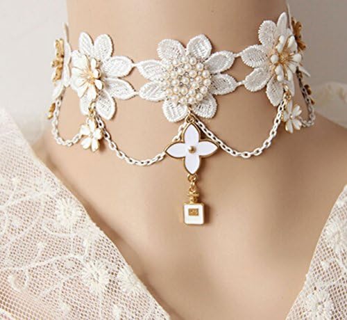 HEBEW Sakura Lace Choker Necklace Pearl Necklace clavicle chain Necklace(ABM24)