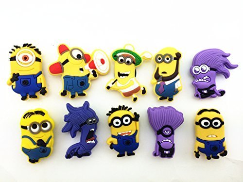 10pcs Despicable Me 2 Shoe Charms for Fit Croc & Bracelet Wristband Kids Party Birthday Gifts