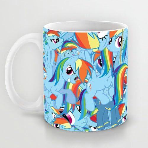 Great Gift Choice - 11 oz Classic White Ceramic Mugs Fashion Design with Rainbow Dash Coffee Mugs/Tea Mugs/Drink Cups - Dishwasher and Microwave Safe