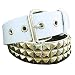 WHITE 3ROW PYRAMID SILVER STUD SPIKE LEATHER BELT SMALL Image