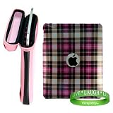 Apple iPad PINK Snug Fit Canteen Style Hard Cube Case with Tilt Stand for Apple Ipad Tablet ( 3G , wifi , WiFi + 3G, MB292LL/A Tablet ) + Stylishly Designed Pink Plaid iPad Hard Snap On Case + VG Live * Laugh * Love Silicone Wrist band!!!