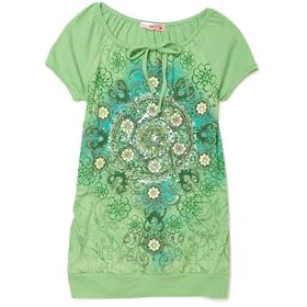 Sugartart Love Girls 7-16 Short Sleeve Medallion Banded Bottom Top