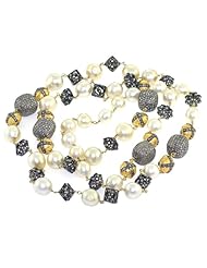 Natural Pearl Strand Gemstone Beaded Necklace 14kt Gold Designer Jewelry