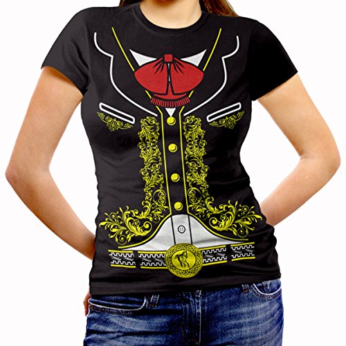 Viva Mexico Women's Mexican Mariachi T-Shirt Large Black
