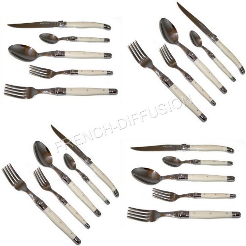 LAGUIOLE® Jean DUBOST authentique - ménagère de 20 pcs - couleur IVOIRE (service à couverts COMPLET pour 4 personnes - en acier 15/10 inoxydable - LAGUIOLE officiel & original - garantie lave-vaisselle - emballage & message cadeau disponible - fabriqué en FRANCE)