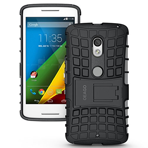 Motorola Droid Maxx 2 / Motorola X Play Case Cover Accessories - OEAGO Tough Rugged Dual Layer Protective Case with Kickstand For Motorola Droid Maxx 2 / Moto X Play (2015 Release) - Black