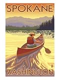 Spokane, Washington, Canoe Scene Premium Poster Print, 18x24