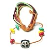 Multi-color Peace Sign Leather Bracelet