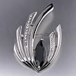 Silver Black Crystal Brooches