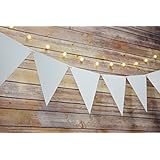 Quasimoon White Large Triangle Flag Pennant Banner (11FT) by PaperLanternStore