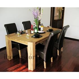 Ashley oval SOLID OAK DINING TABLE & 6 LEATHER CHAIRS