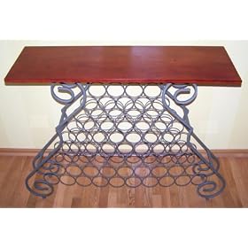 Kingston Scroll Rustic Iron and Wood Wine Table Console by 