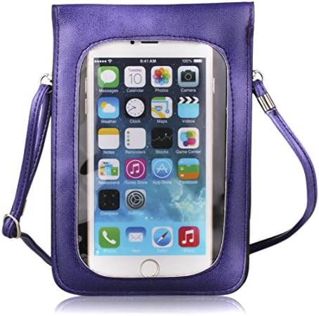 Kiwuu Multipurpose Universal Pu Leather Vertical Type Case Pouch/cross Body Bag with Touch Screen and Strap for All Kinds of Cell Phones Within Size: 5.5 Inches(Purple)