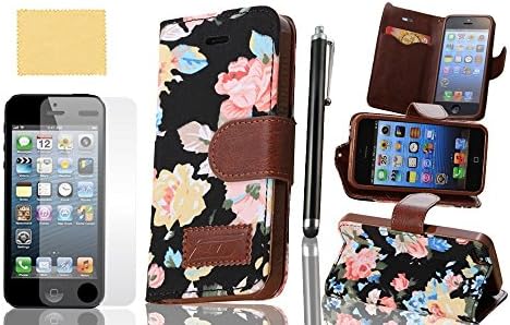 Fashion Leather Wallet Card Flip Cute Flower Cover Case Cover Skin for Apple Iphone 5 5C