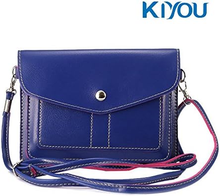 Fashion Leather Cross Body Bag KIYOU Multi-purpose Cell Phone Bag Case with Shoulder Strap Multilayer Card Slot Soft PU Pouch Carry Purse for Apple iPhone 6/6s Plus Samsung s6/s6 edge/Note5/s7 (Blue)