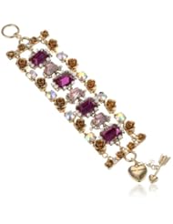 Betsey Johnson "Imperial Princess" Gem and Flower Coil Wrap Bracelet, 7.5"