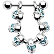 Aqua Gem Dangling Skull Cartilage Earring