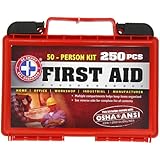 Be Smart Get Prepared 250 Piece First Aid Kit with ANSI Guidelines, 50 Person, 1.96 Pound