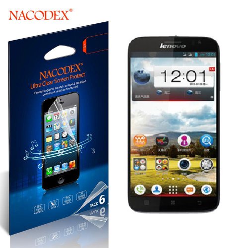 6pcs Nacodex® Hd Clear Anti-scratch Screen Protector Guard Film Shield for Lenovo A850