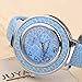 Top Plaza Fashion Women's Cuff Watch, Round Case PU Leather Band, Blue