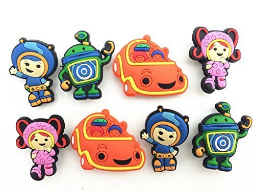 8pcs Team Umizoomi (Milli Geo Bot Umicar) Shoe Charms for Croc Shoes & Wristband Bracelet