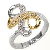 Two Tone Double Ribbon Heart with CZ Ring