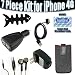 Brand New 7 in 1 Accessories kit For Iphone + Home Charger for Iphone, Ipod touch, Nano AND Iphone4 + Car Charger with 4 USB Port for additional USB plub-in + Black ear phone for Iphone + USB Data Cable + Iphone 4g slip-in leather case + silicon fish bone key chain + Microfiber Super Deal cleaning Cloth