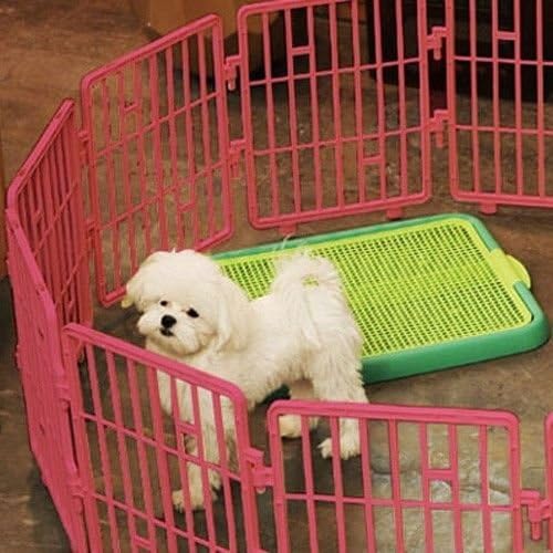 Dog Safe Plastic Indoor/outdoor Fences Kennel Cage Pen with 12 Pieces Pink Color