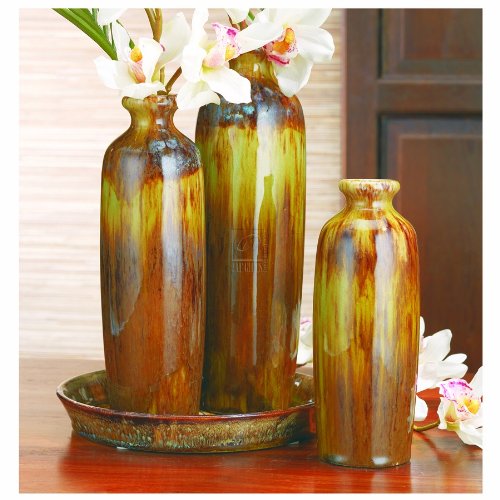REACTIVE SET OF 3 VASE GREEN