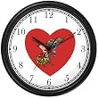 Red Heart - Man with Flower Bouquet & Present or Gift - Love & Friendship Wall Clock by WatchBuddy Timepieces (Black Frame)