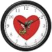 Red Heart - Man with Flower Bouquet & Present or Gift - Love & Friendship Wall Clock by WatchBuddy Timepieces (Slate Blue Frame)