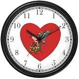 Red Heart - Man with Flower Bouquet & Present or Gift - Love & Friendship Wall Clock by WatchBuddy Timepieces (Slate Blue Frame)