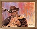 African American Black John Hooker Guitar Music Picture Oak Framed Art Print