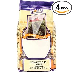 NOW Foods Non Fat Dry Milk Powder,  14 Ounce Bags (Pack of 4)