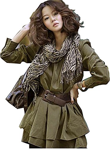 チュニック ワンピース 大きいサイズ スカート アーミー ワイルド ウエストベルト シャツ ブルゾン キュート カジュアル パーティ ２次会 レディース 秋物 冬物 可愛いスカーフ付き R320
