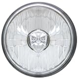 Adjure T50100-SR 5-3 4 Diamond Cut Skull Bulb Cover Motorcycle Headlight with H4 Bulb by Adjure