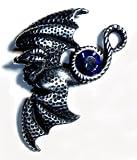Soaring Dragon Pin with Blue Swarovski Crystal