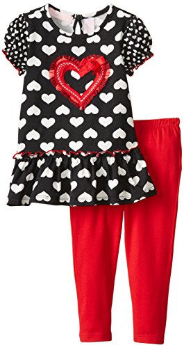 Kids Headquarters Girls' Heart Printed Tunic with Red Leggings