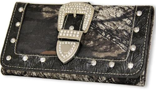 Licensed Mossy Oak Camouflage Camo Buckle Trifold Wallet Black