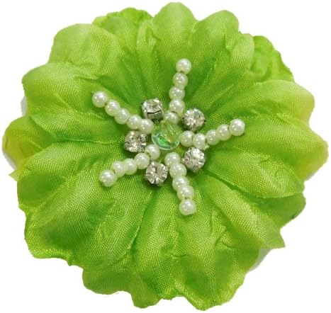 Cuteque International Soft Silk Flower 6-Pack Rhinestone Embellishments, Lime