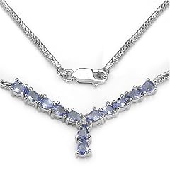 SchmuckMart 2.06ct. Tansanit Diamant Tropfenschliff Collier.45cm Silber 925.rhodiniert
