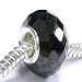 925 Sterling Silver Black CZ Crystal Stone Bead Charm for European Bead Charm Bracelets