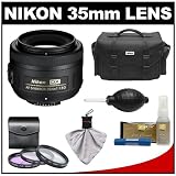 Nikon 35mm f/1.8 G DX AF-S Nikkor Lens & Case + 3 UV/FLD/CPL Filters + Accessory Kit for D3s, D3x, D700, D7000, D5000, D3100, D3000, D300s, D90 Digital SLR Camera