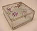 Glass & Wire Box - Flowers & Dragonfly with Red Eyes & Lavender Acrylic Accents on Translucent Glass