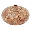 Handmade Mottled Salmon Terracotta Gourd Vase With Line Etchings
