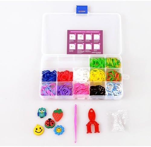 Novelty GiftShop Loom Bands Random Color Rubber Band Set(12pcs S Hook,1pcs Crochet Hook,1pcs Slingshot,5pcs Cartoon Pendant)