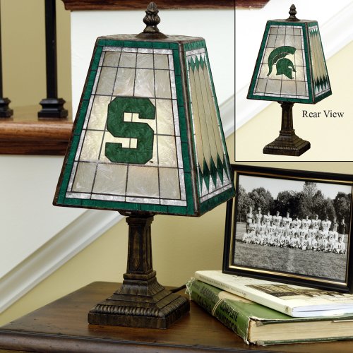 Michigan State Art Glass Table Lamp